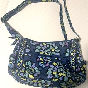Vera Bradley Navy Floral Quilted Crossbody with Multicolor Flowers